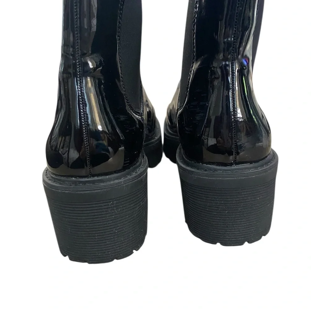 Limelight Trending Black Patent Leather Chelsea Boots l Black Lugg Boots Size 9